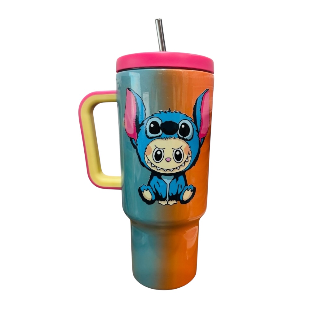 Termo de acero inoxidable multicolor de Labubu, capacidad de 30 Oz