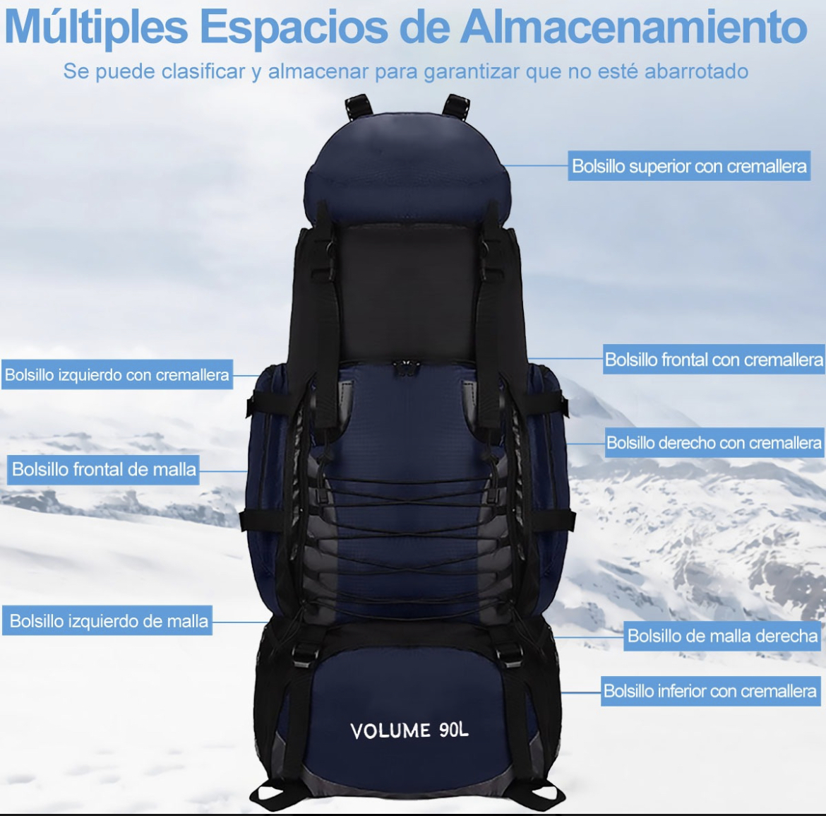 Mochila Senderismo 90l Backpack De Camping Viaje Impermeable