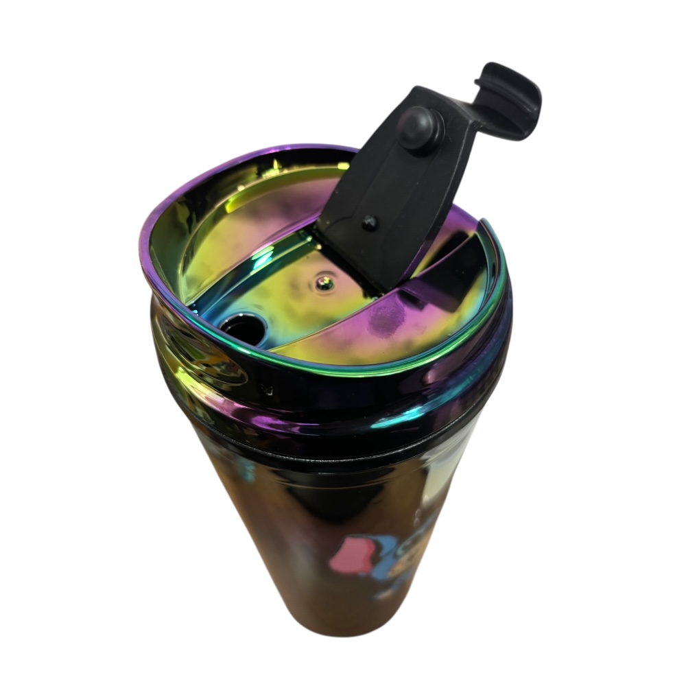 Termo de Acrílico con gliter multicolor, Tornasol, Labubu