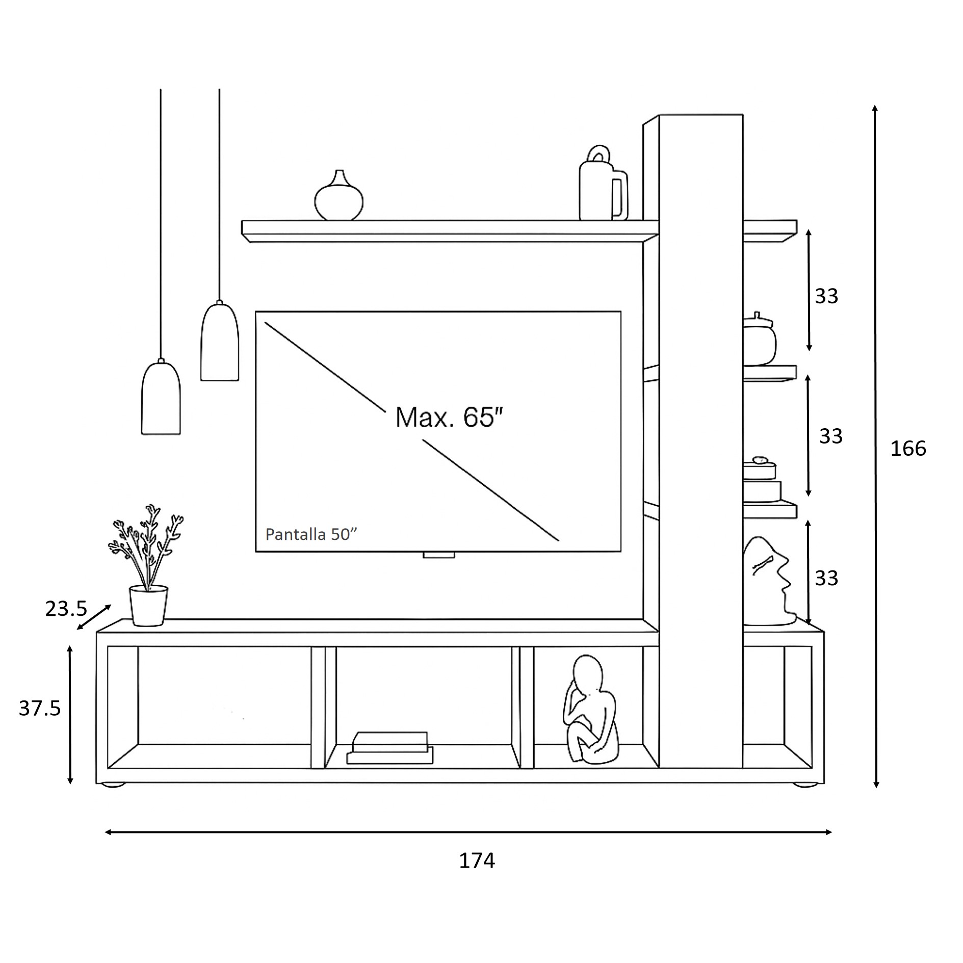Mueble de TV Minimalista Monarca con Blanco 