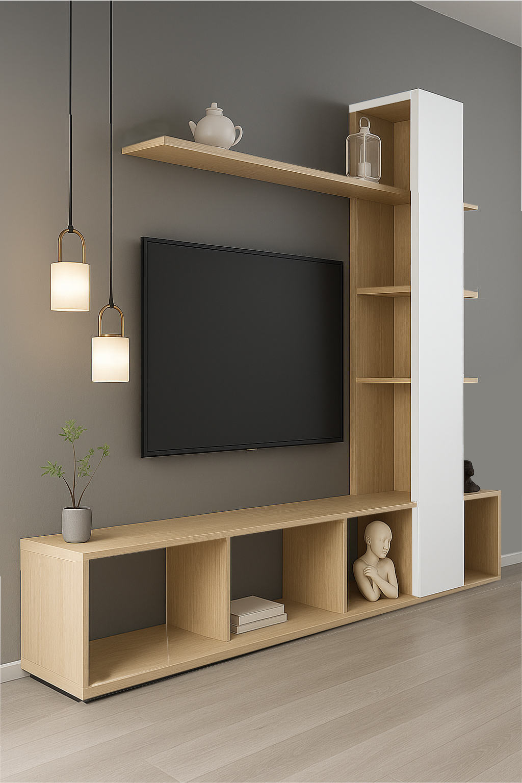 Mueble de TV Minimalista Monarca con Blanco 