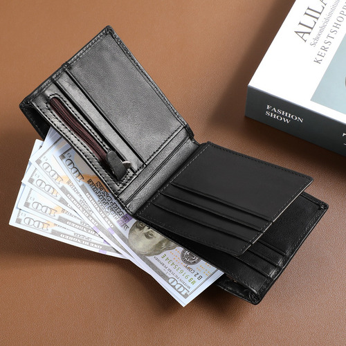 Cartera Hombre Piel Genuina Cartera Antirrobo Rfid/billetera