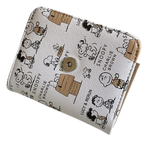 Billetera Snoopy Cartera Tarjetero Monedero 12 X 10 Cm Beige Estampado