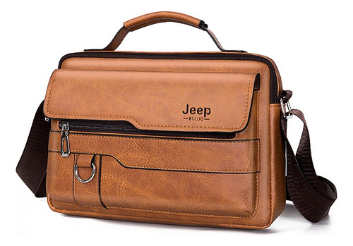 Hombre Una Bolsa De Hombro Business Briefcase Cuero La Marca Acabado De Los Herrajes Níquel Color Caqui Correa De Hombro Chocolate Diseño De La Tela Lisa