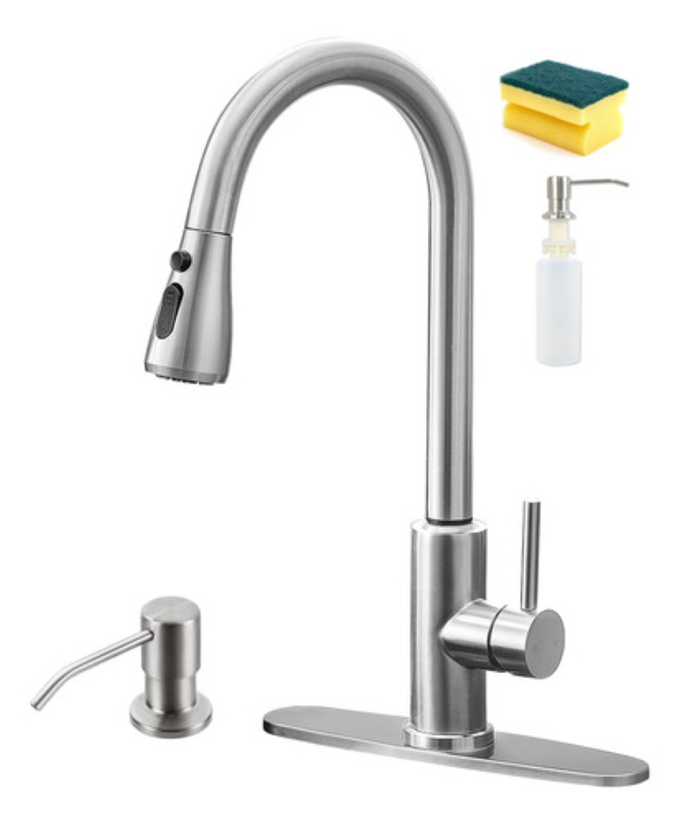 "Llave De Cocina Grifo Mezclador Para Fregadero Flexible Plata  "