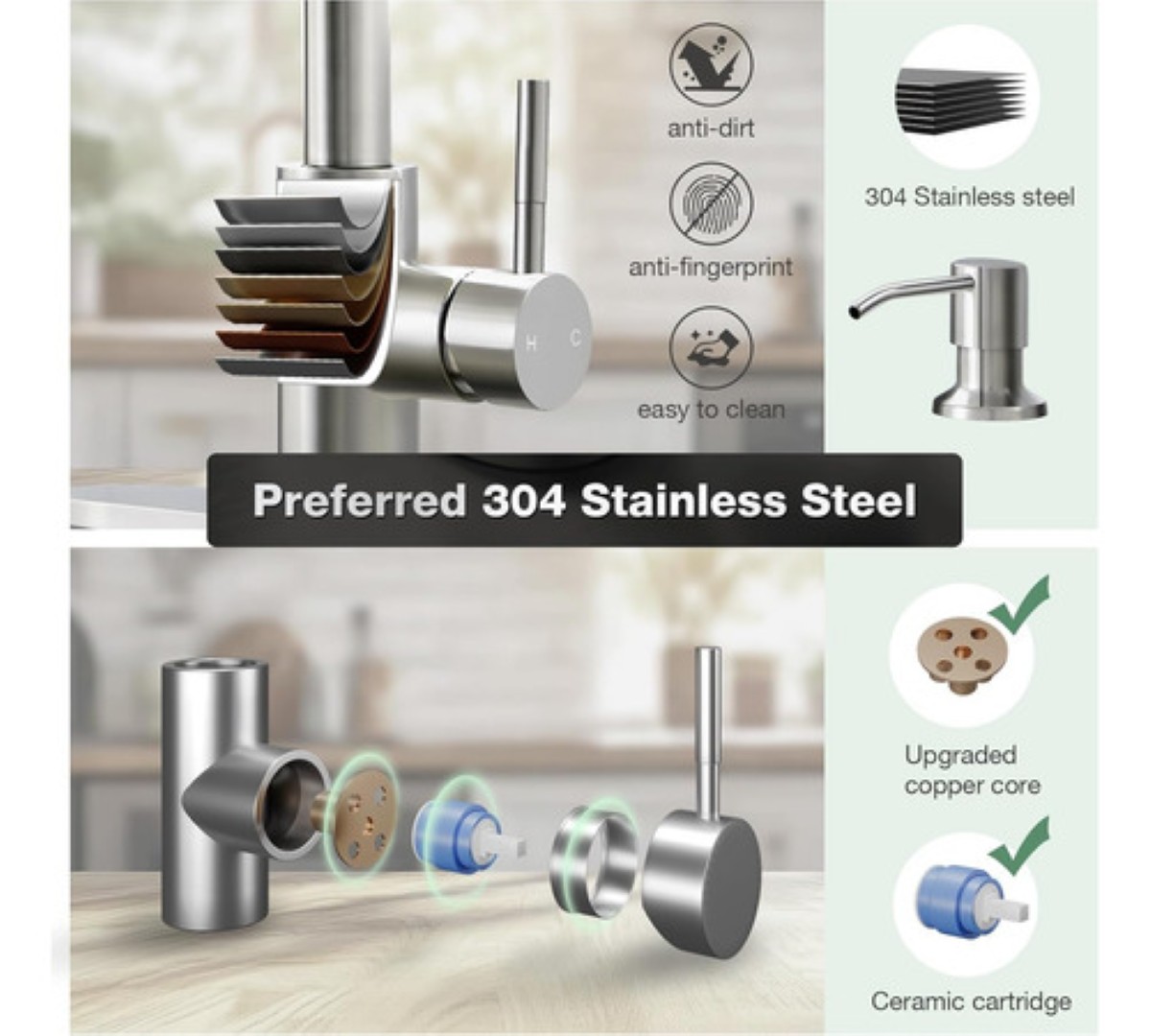"Llave De Cocina Grifo Mezclador Para Fregadero Flexible Plata  "