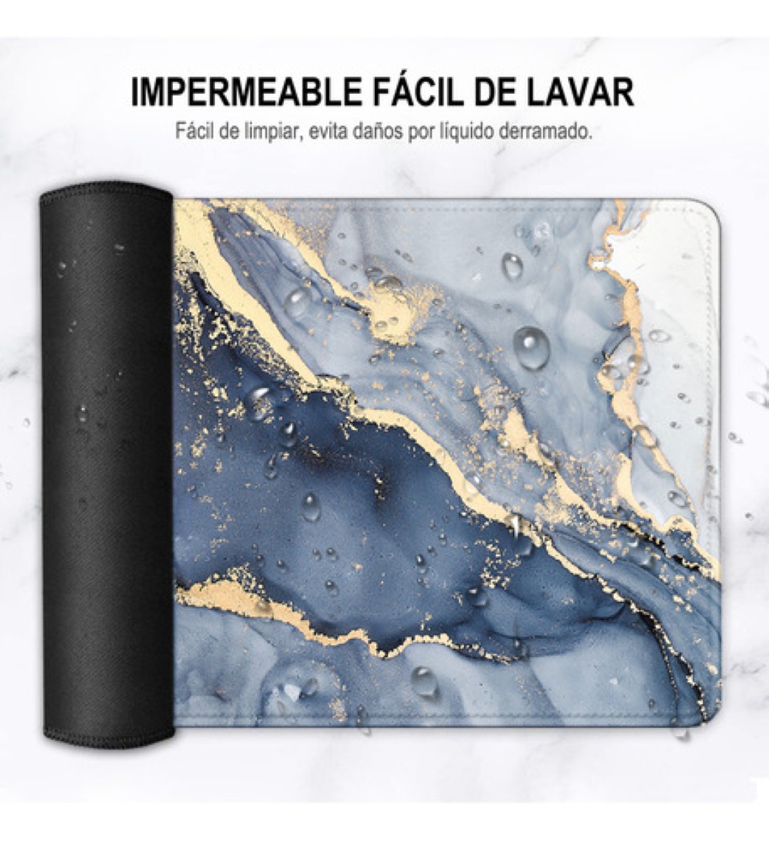 "Mouse Pad Jaspeado Alfombrilla Raton Antideslizante 80x30cm Azul Marino "