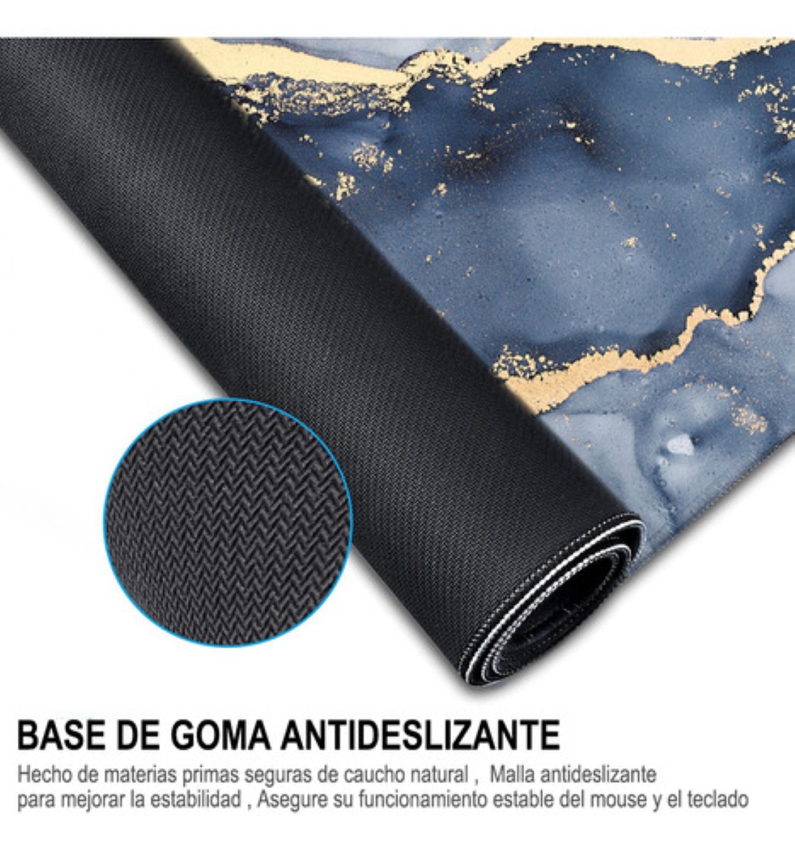 "Mouse Pad Jaspeado Alfombrilla Raton Antideslizante 80x30cm Azul Marino "