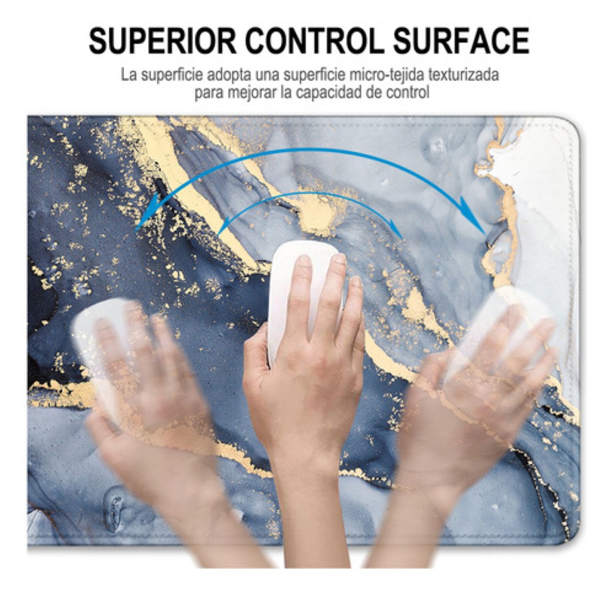 "Mouse Pad Jaspeado Alfombrilla Raton Antideslizante 80x30cm Azul Marino "
