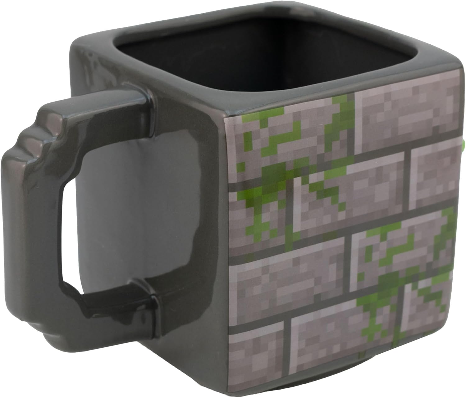 Minecraft Taza Grande Cuadrada Cerámica en 3D, Tarro Mojang Studios, Diseño Bloque Creeper, Tarro para Bebidas Calientes con Asa, Taza para Gamers, Capacidad 620 ml