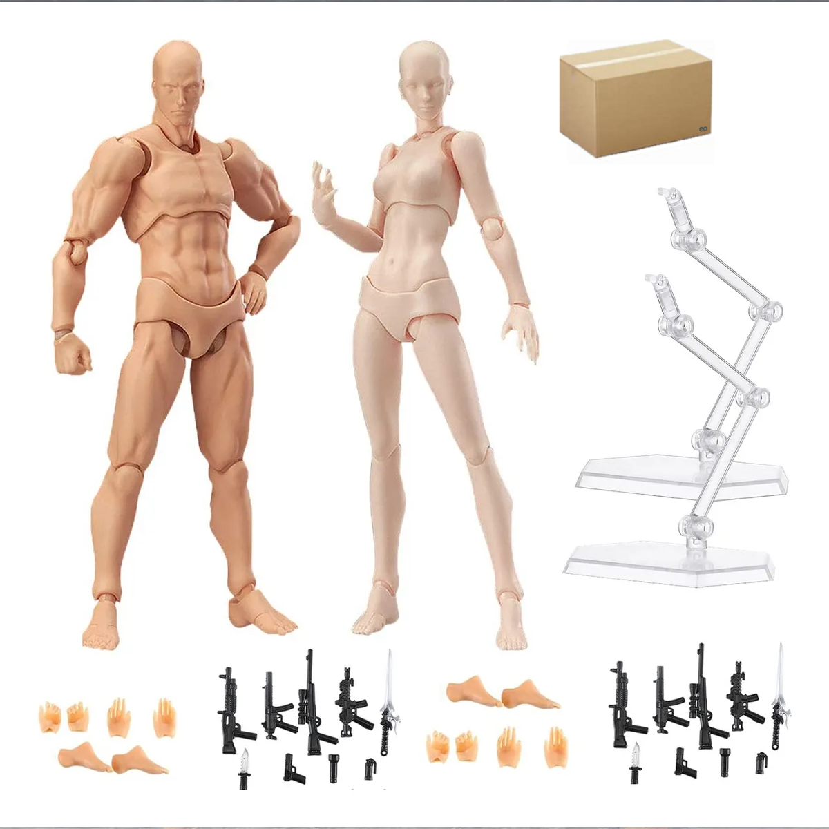 Maniquí Articulado De Dibujo Para Artistas Con Base 2 Pcs