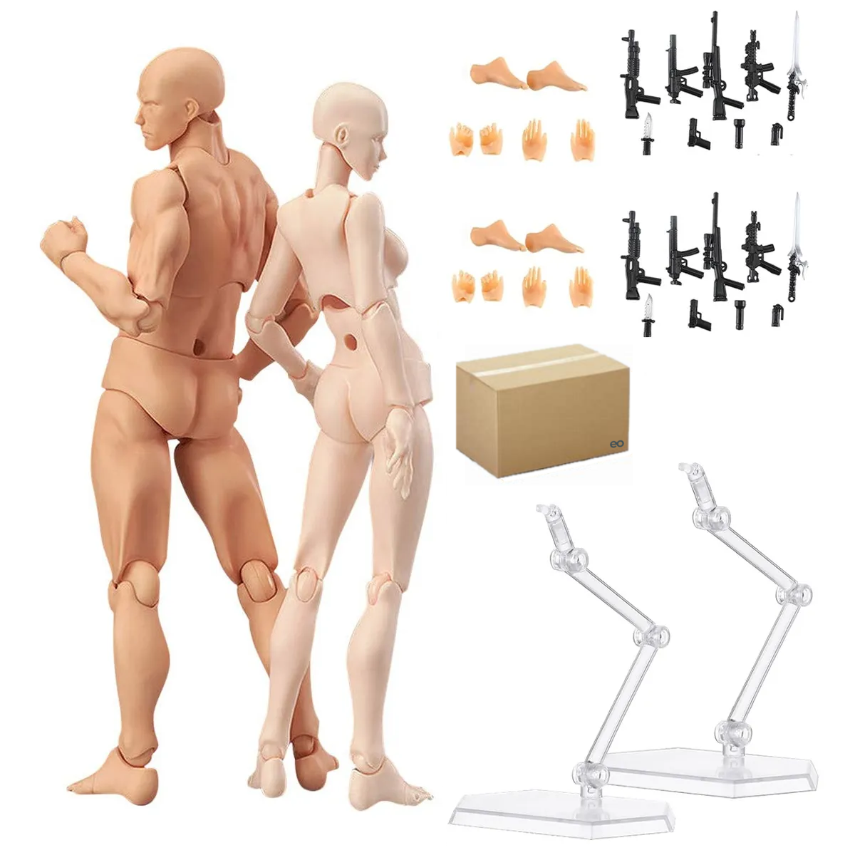 Maniquí Articulado De Dibujo Para Artistas Con Base 2 Pcs