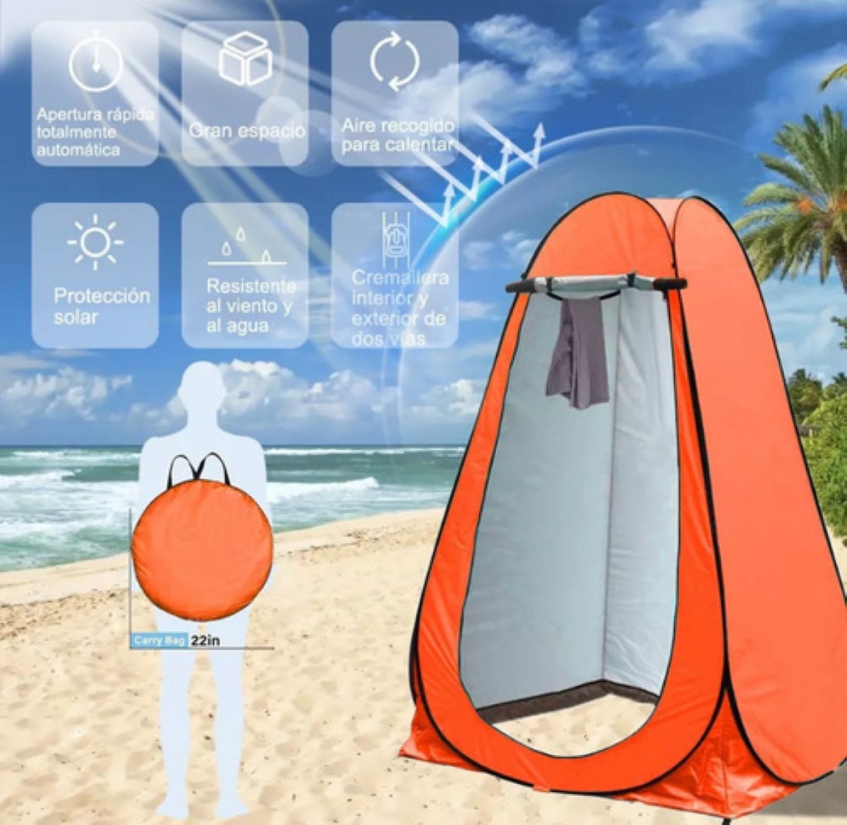 Tienda De Ducha Camping 4 En 1 - Vestuario, Aseo Portátil, Impermeable, 120x120x190 Cm