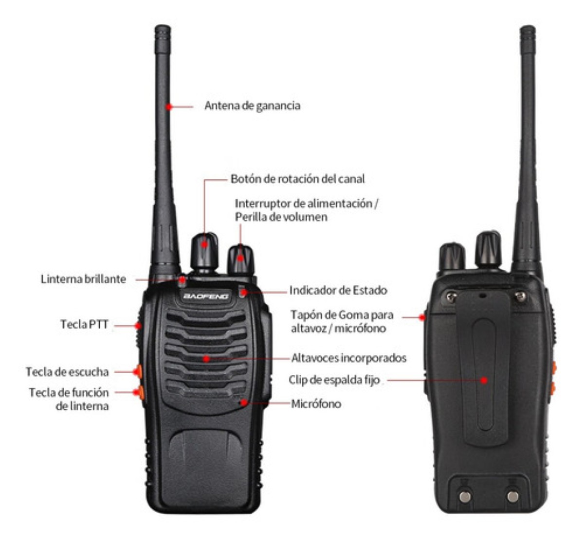 "2 Radios Baofeng-888s Walkie Talkie Uhf Manos Libres 2 Vias negro  "