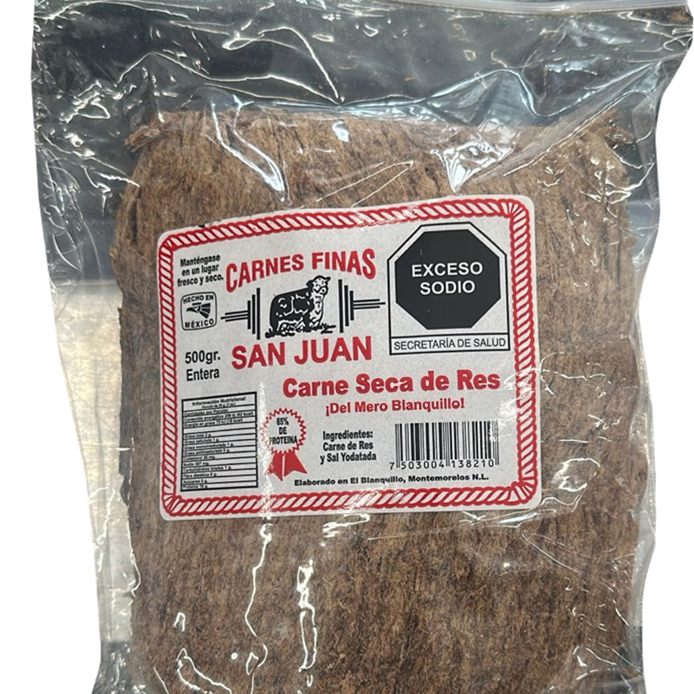 Carne Seca De Res Entera Carnes Finas San Juan 1/2 Kg