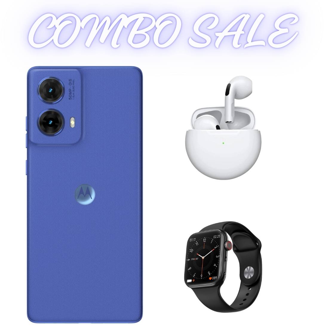 COMBO Celular Moto G85 5G 256/8gb - Azul + Audifonos Buds Pro 6 + Smartwatch