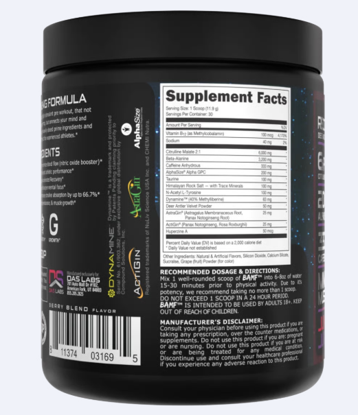 BAMF High Stimulant Nootropic Pre-Workout-Pre-entrenamiento nootrópico con alto contenido de estimulantes BAMF