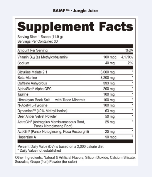 BAMF High Stimulant Nootropic Pre-Workout-Pre-entrenamiento nootrópico con alto contenido de estimulantes BAMF