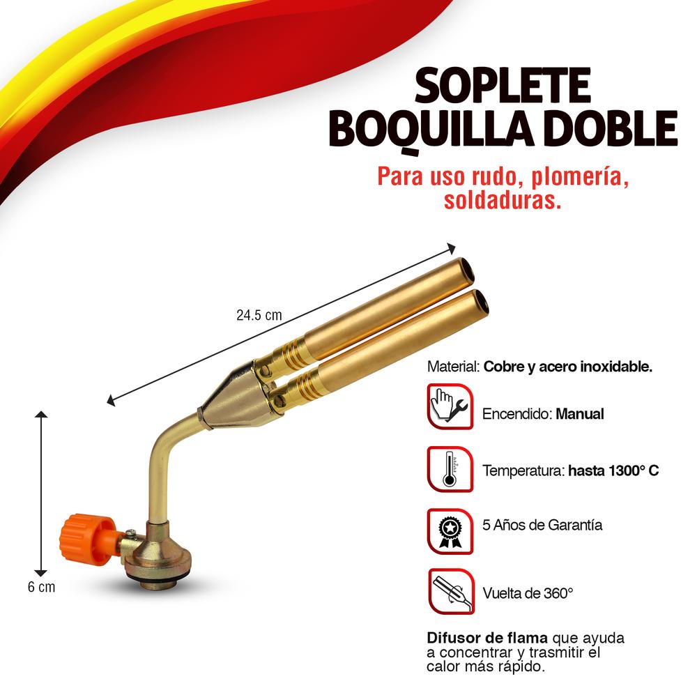 SOPLETE BOQUILLA DOBLE ALTO RENDIMIENTO PARA SOLDAR IDEAL PARA CASA Y TALLER