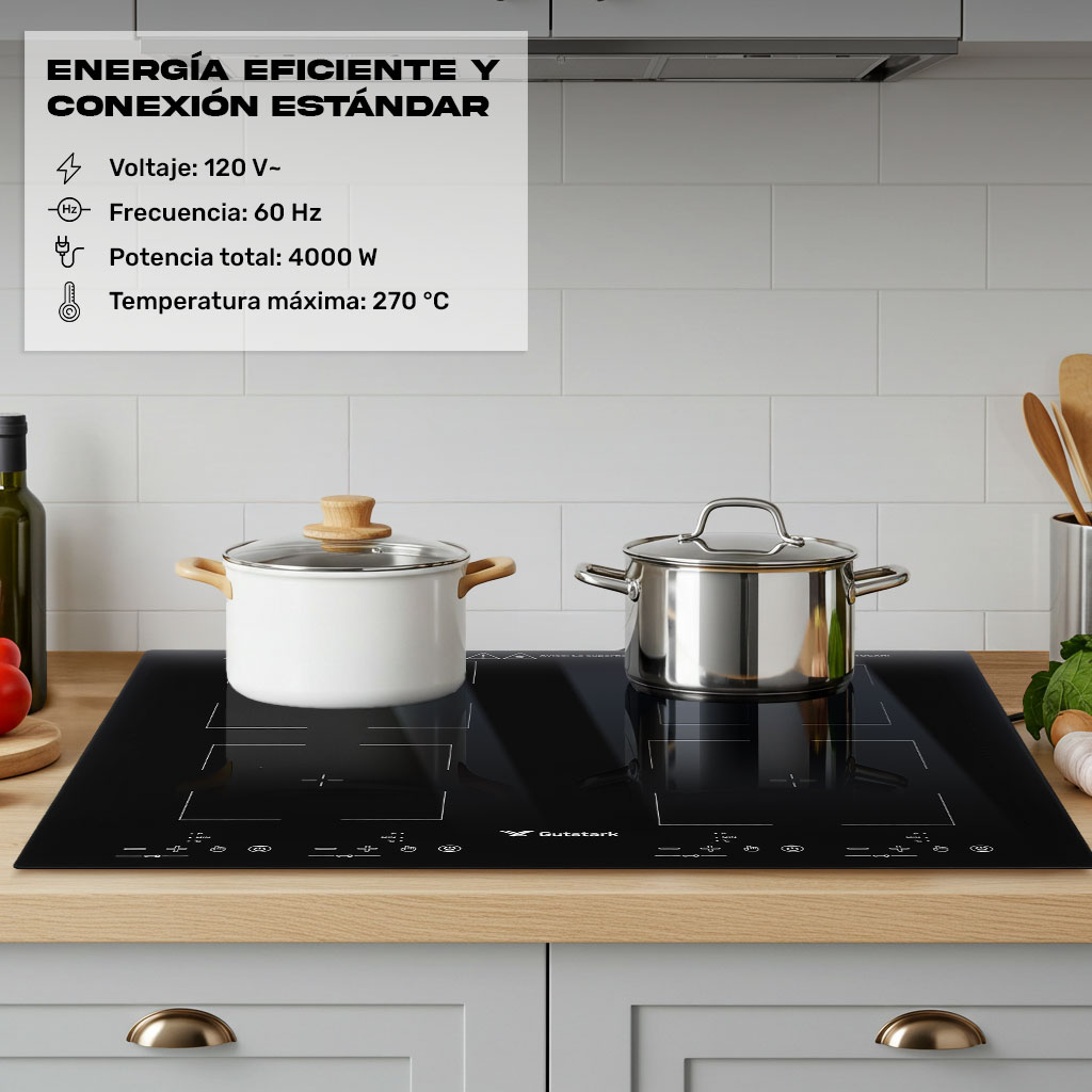 Parrilla Induccion Electrica Empotrable 4 Zonas 4000w Tactil Gutstark Home