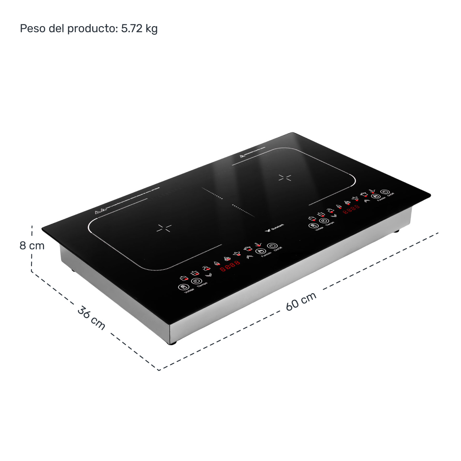 Parrilla Induccion Electrica 2 Zonas 270° 2000w Tactil Gutstark Home