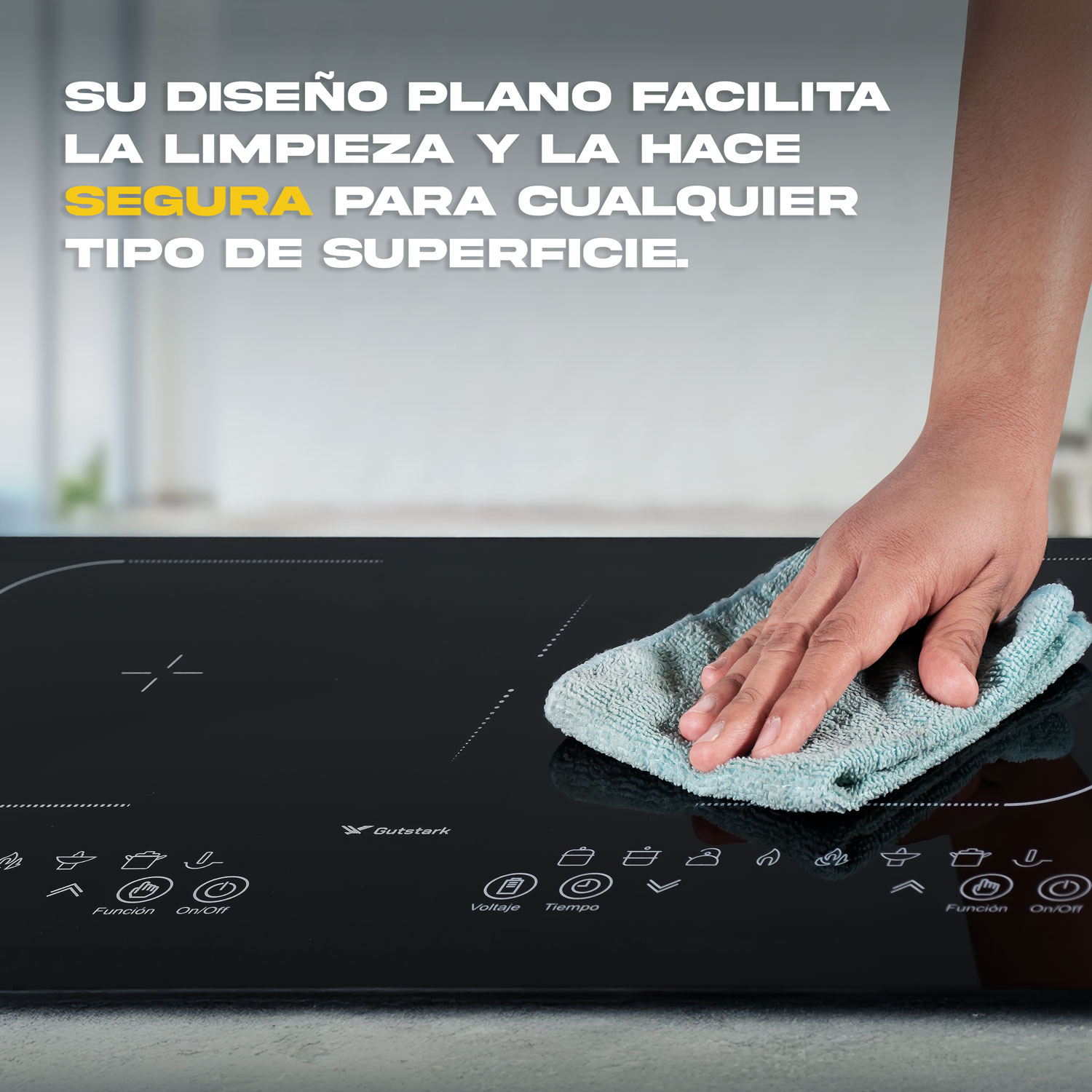 Parrilla Induccion Electrica 2 Zonas 270° 2000w Tactil Gutstark Home