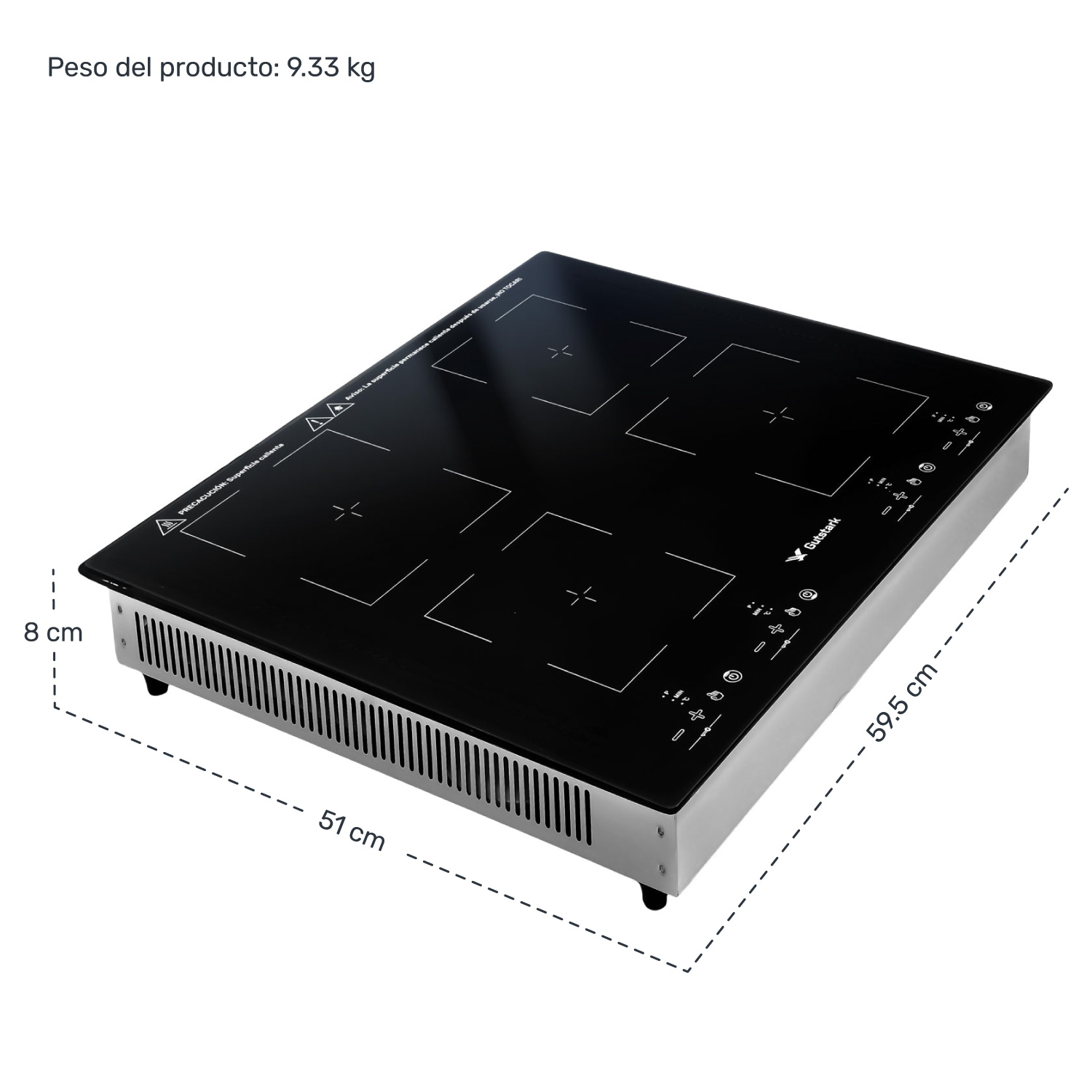 Parrilla Induccion Electrica Empotrable 4 Zonas 4000w Tactil Gutstark Home