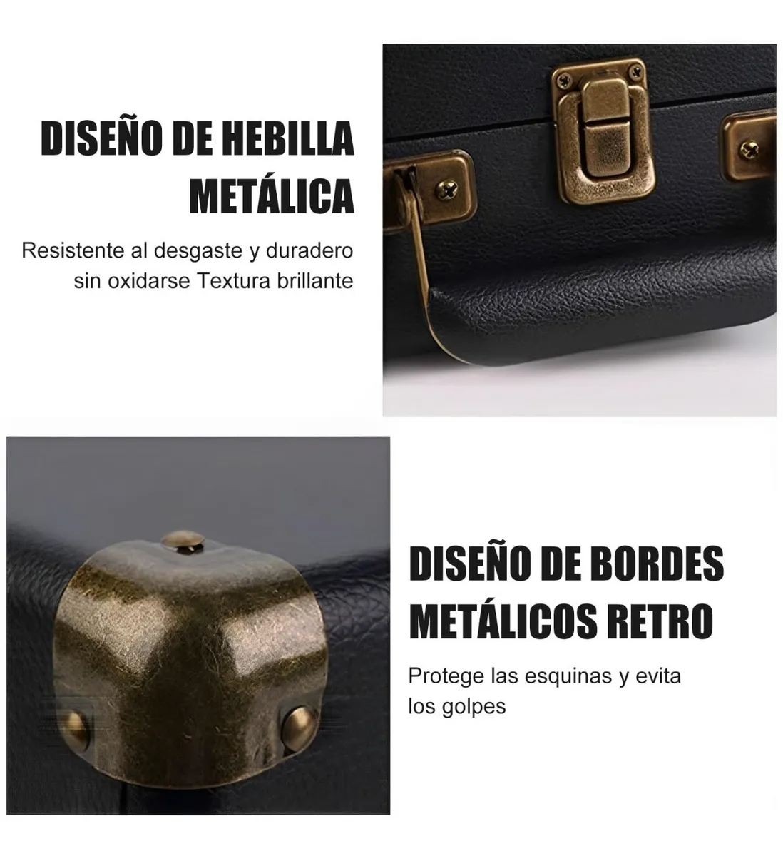 Tocadiscos De Vinilo Negro Retro Portátil Con Bluetooth