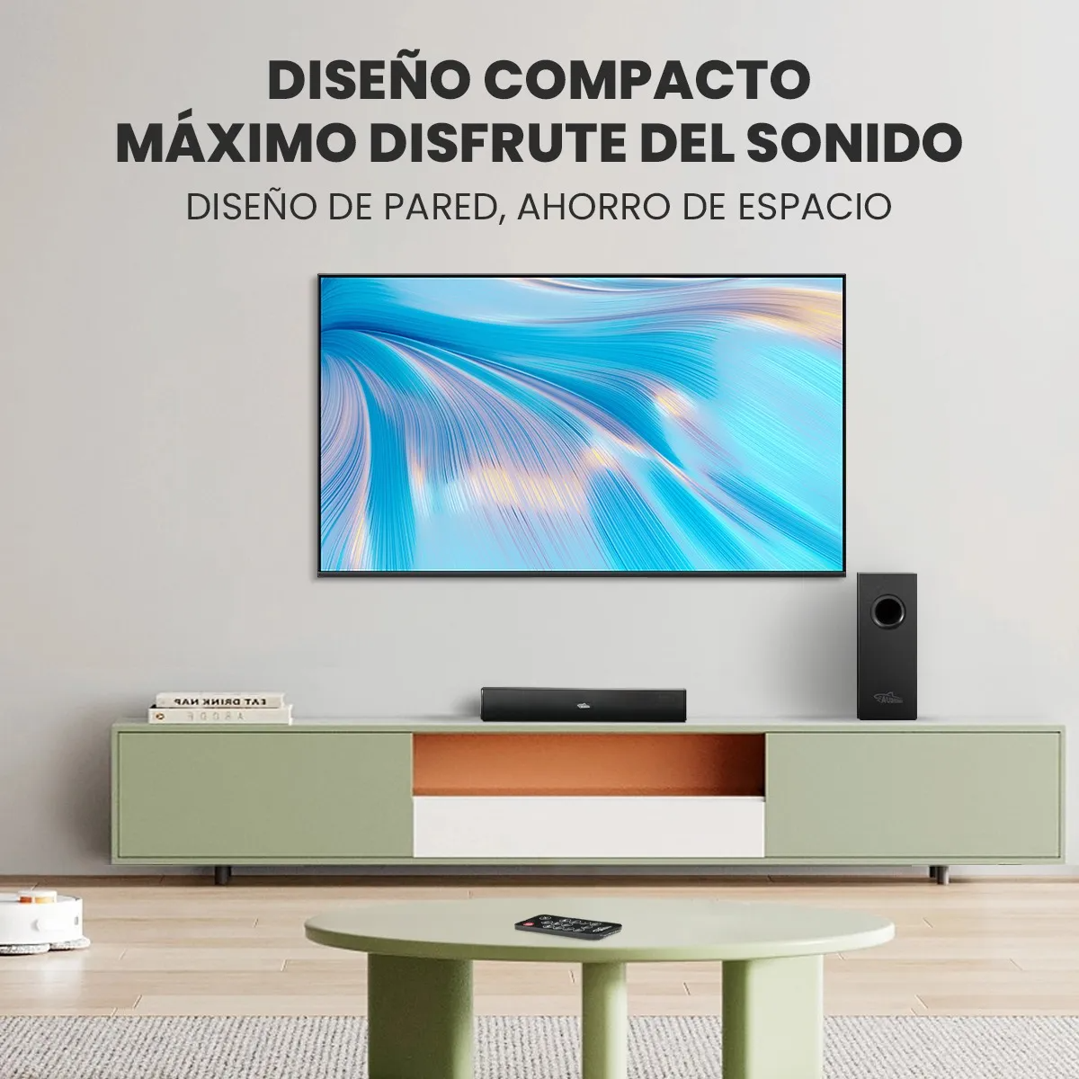 Barra De Sonido Con Subwoofer 2.1 Home Theater Audishako BS-400 Barra De Sonido Bluetooth Bocinas Con AUX/HDMI/USB Conector 110V Bluetooth 5.3 Color Negro