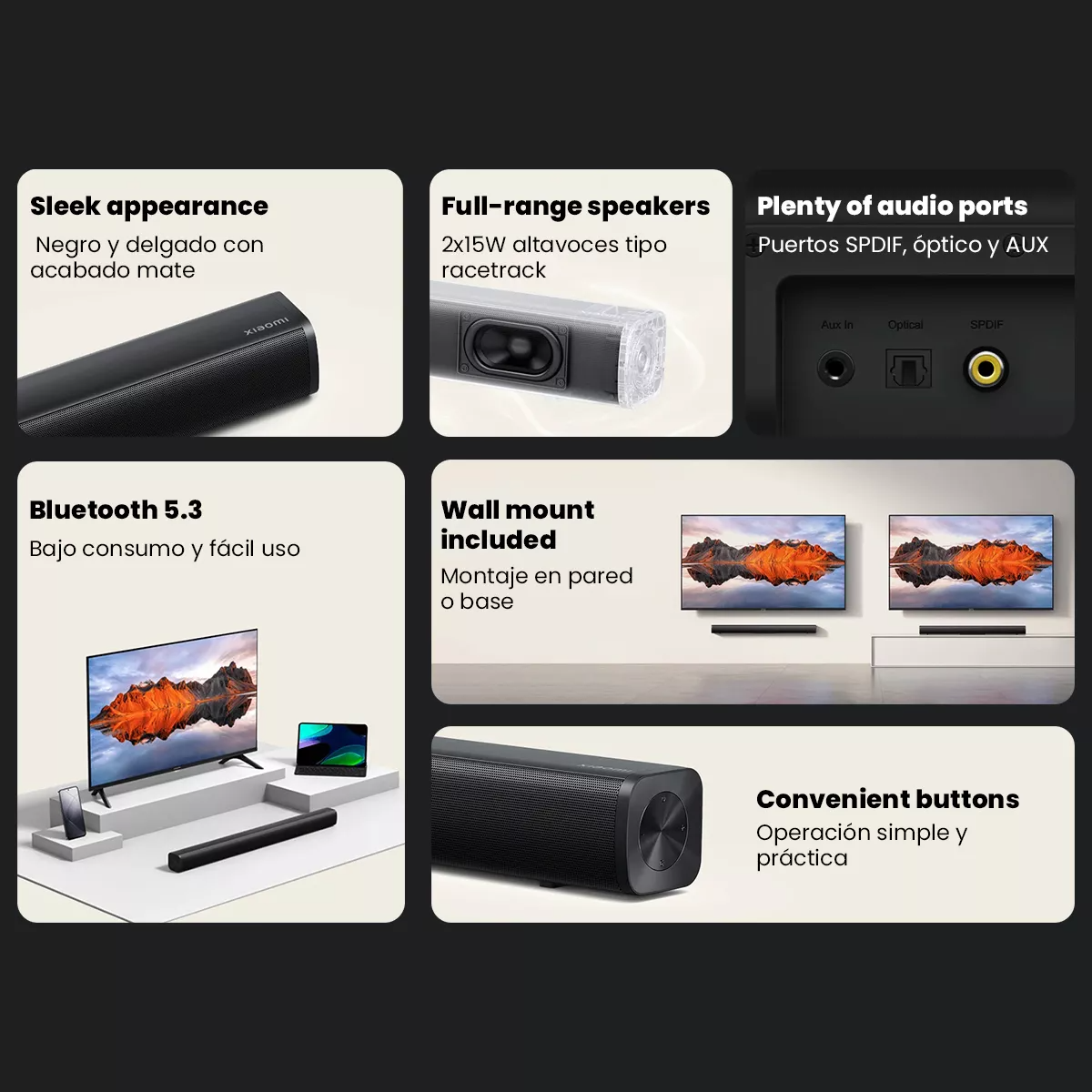 Barra De Sonido Xiaomi Soundbar 2.0ch Bocina Bluetooth