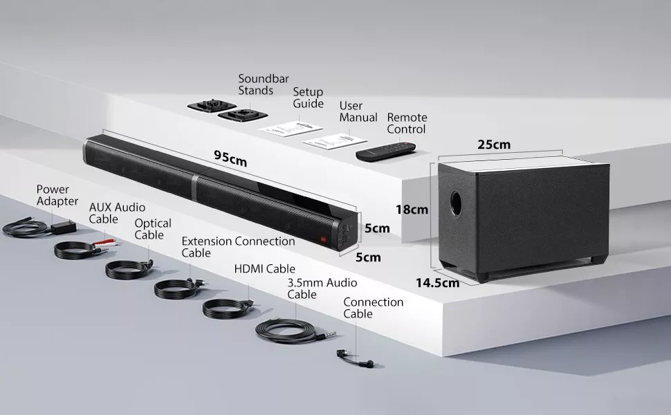 Home Theater 100w Barra De Sonido Y Subwoofer Con Bluetooth