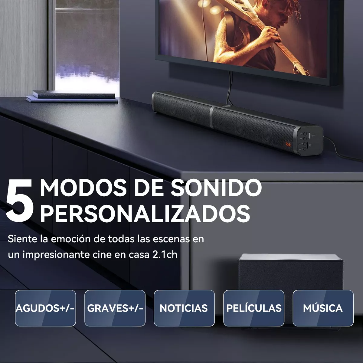 Home Theater 100w Barra De Sonido Y Subwoofer Con Bluetooth