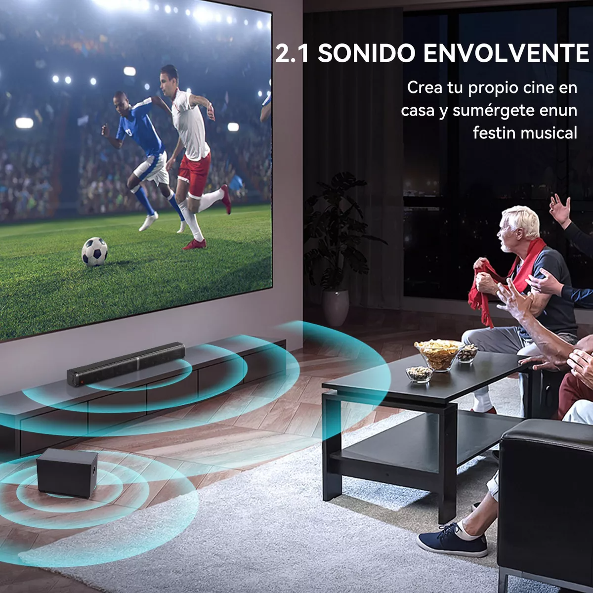 Home Theater 100w Barra De Sonido Y Subwoofer Con Bluetooth