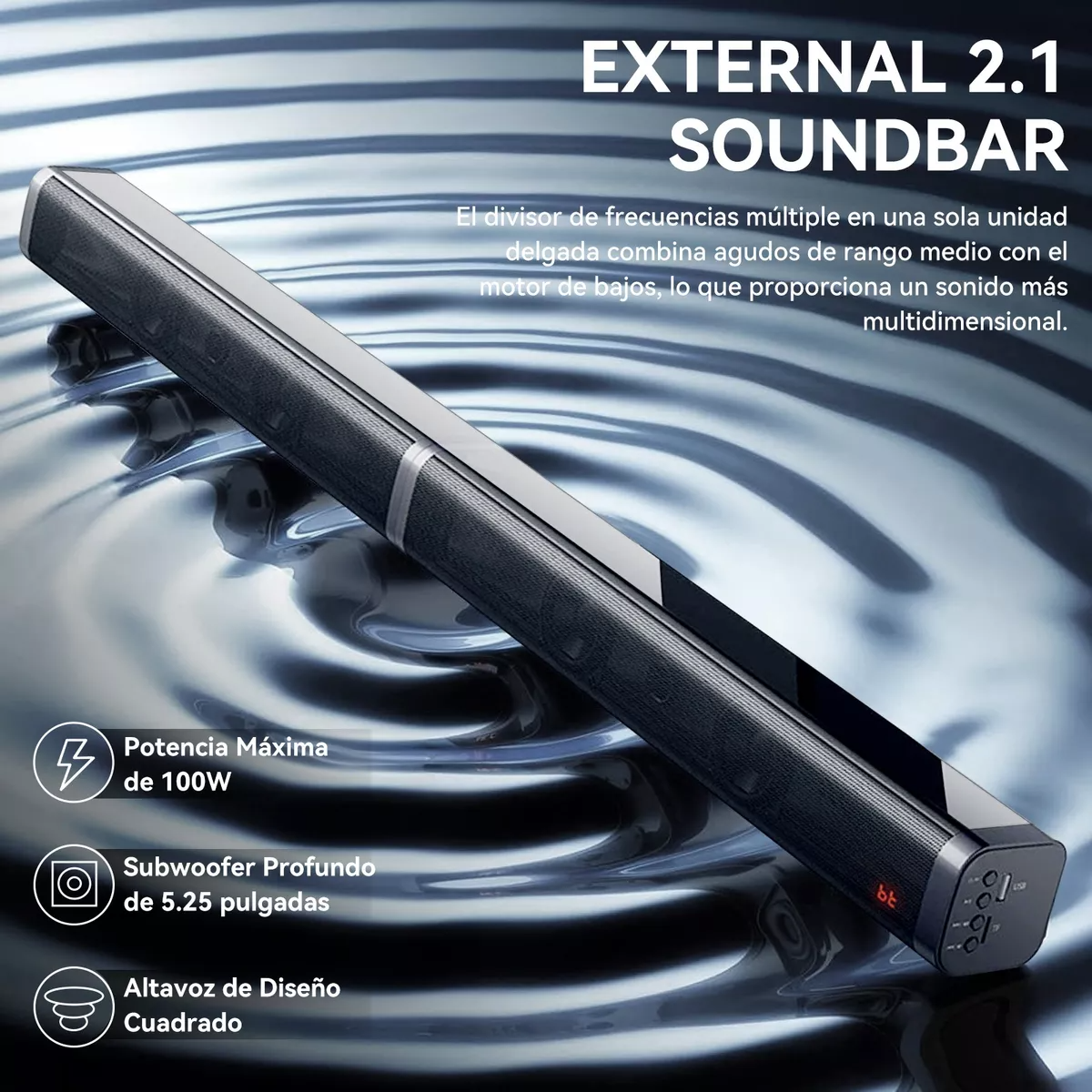 Home Theater 100w Barra De Sonido Y Subwoofer Con Bluetooth