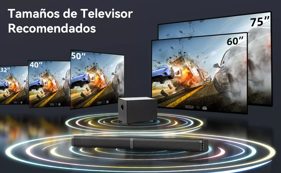 Home Theater 100w Barra De Sonido Y Subwoofer Con Bluetooth