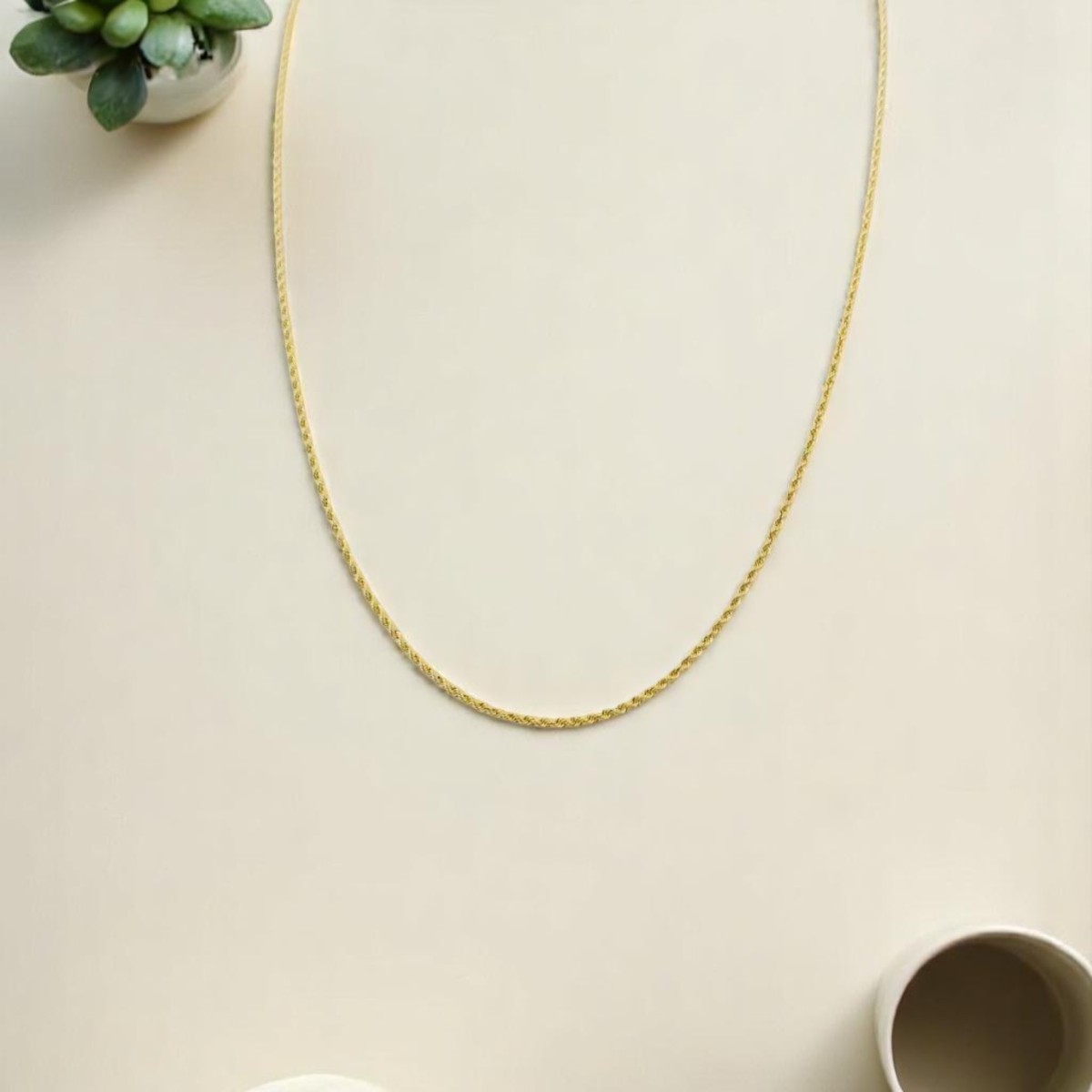 Cadena Estilo Torzal  1 Mm x 55 Cm Oro 14 Kilates + Regalo