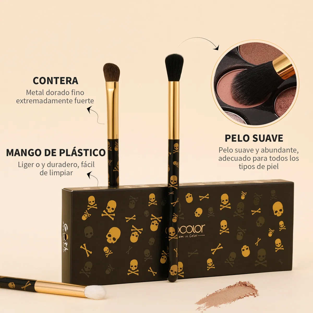 Docolor Set De Brochas Goth 10 Piezas Para Ojos 100%original Color Negro