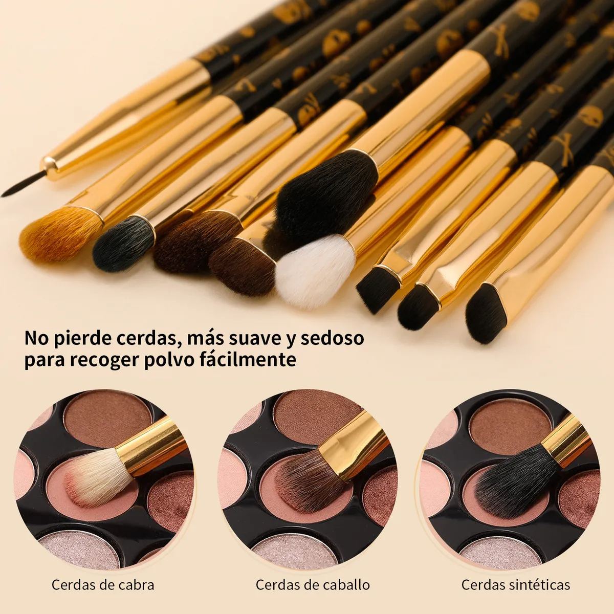 Docolor Set De Brochas Goth 10 Piezas Para Ojos 100%original Color Negro