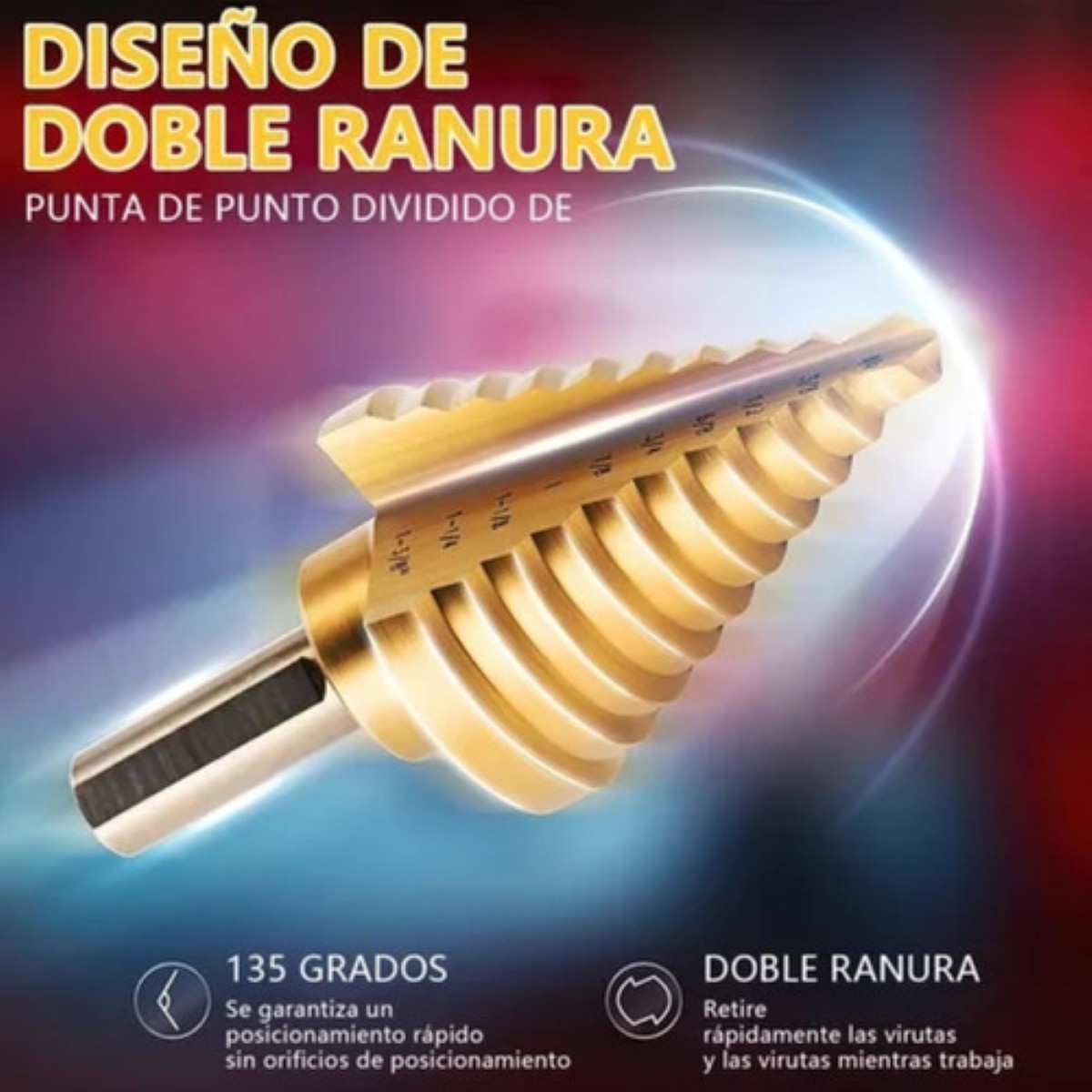 "Juego De Brocas Escalonadas De Titanio, 6 Piezas "