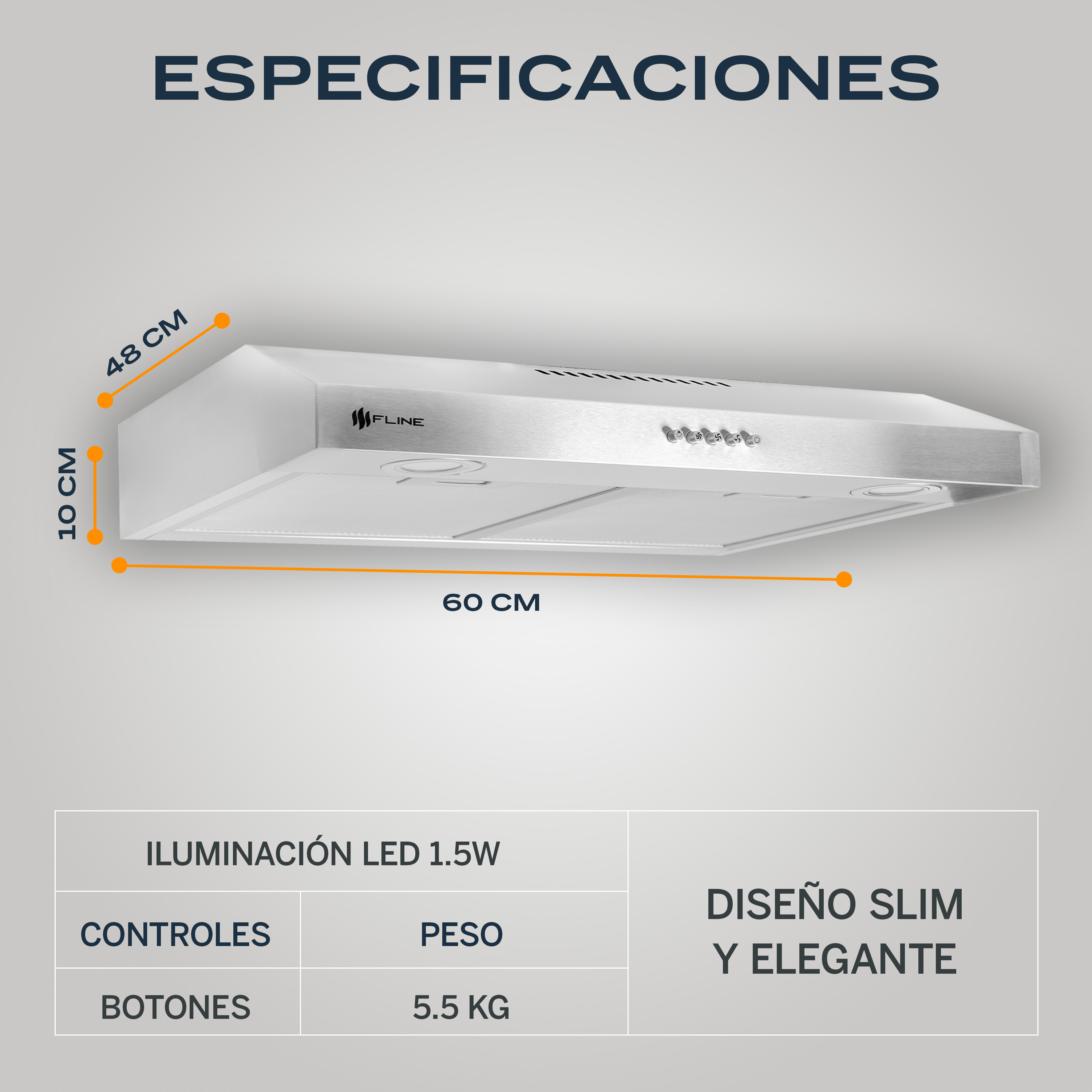 Combo parrilla de gas y  campana extractora 60 cm | gabinete | acero inoxidable | 4 quemadores | 3 velocidades | FLINE