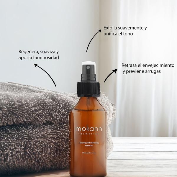 Esencia facial Mokann menta y aloe para piel calmada100ml