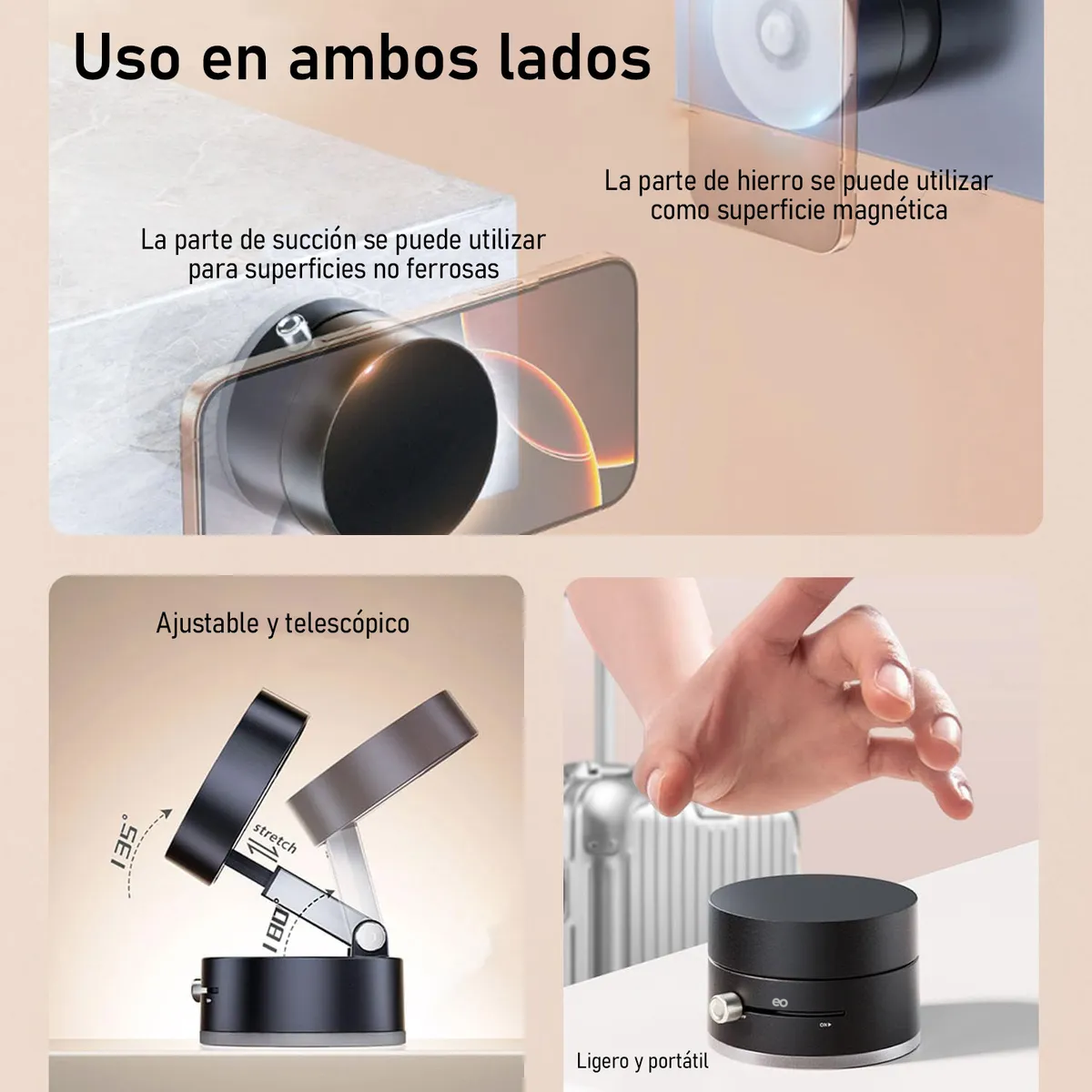 Soporte Magnetico Para Porta Celular Escritorio Auto Negro