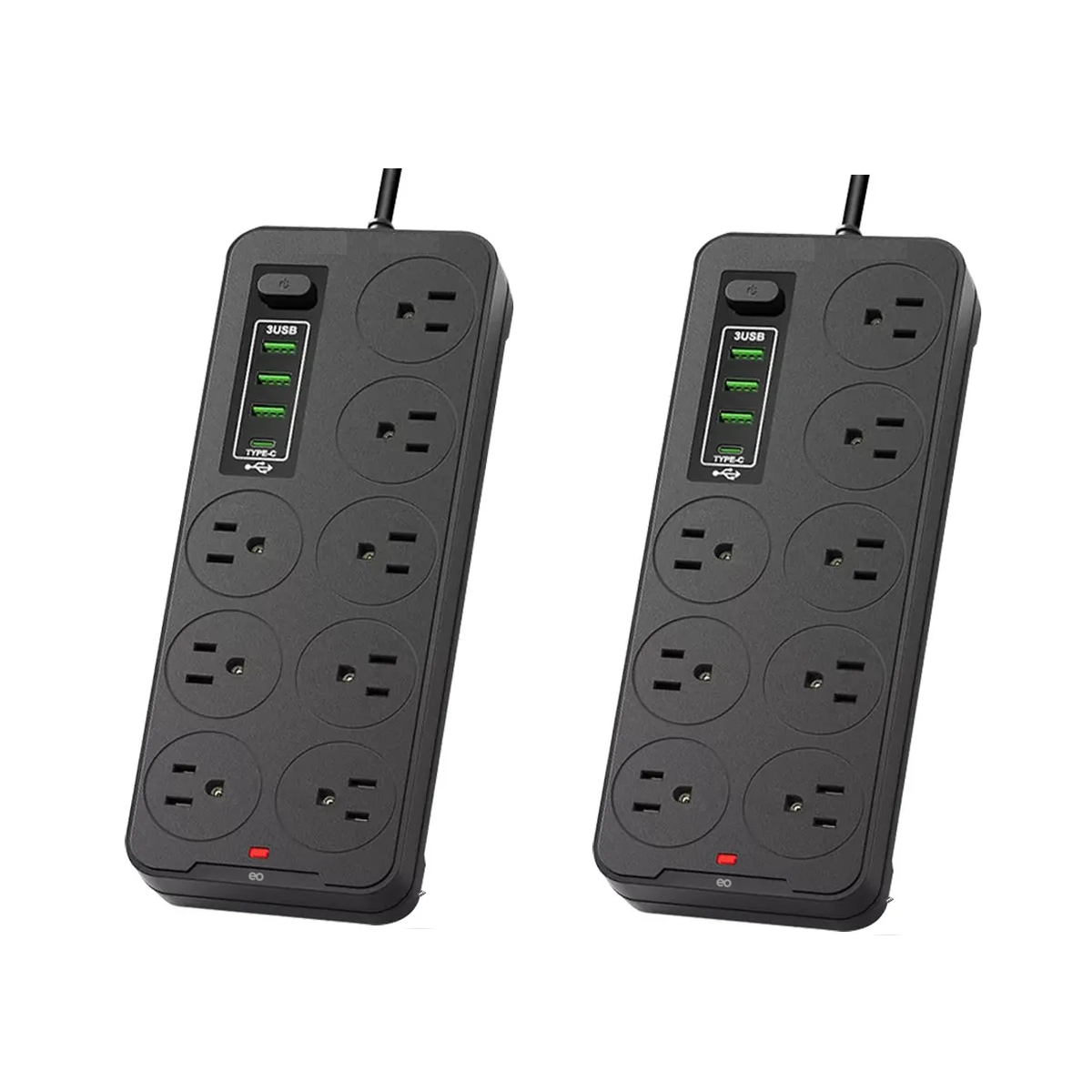 2 Piezas Multicontactos Usb 2500w Cable De Cobre De 2 Metros 