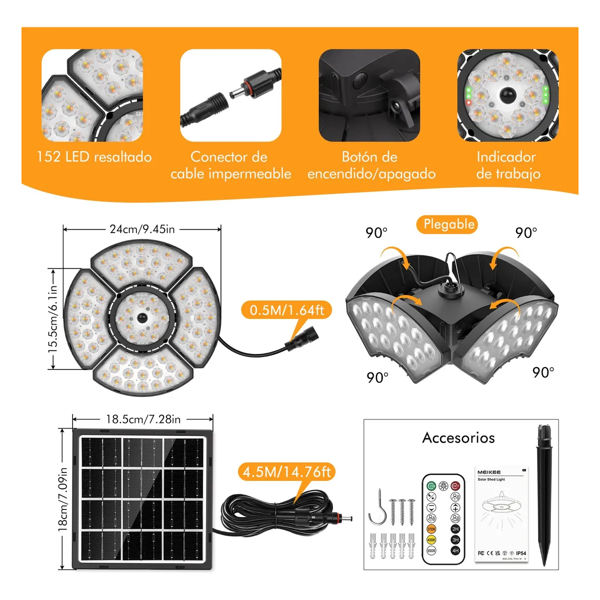 Lámpara Solar Exterior Con Carga Usb 152 Led Sensor 6 Modes