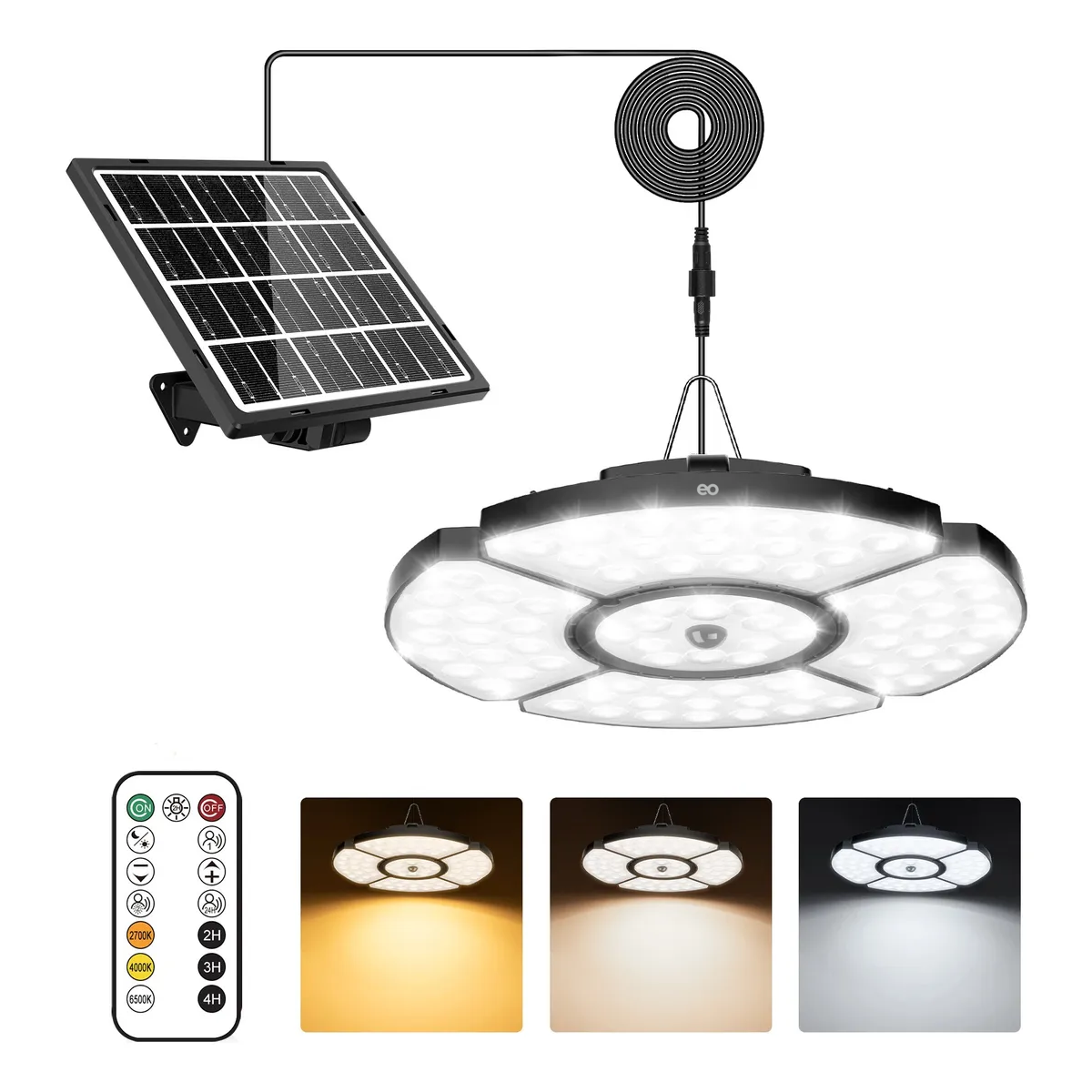 Lámpara Solar Exterior Con Carga Usb 152 Led Sensor 6 Modes