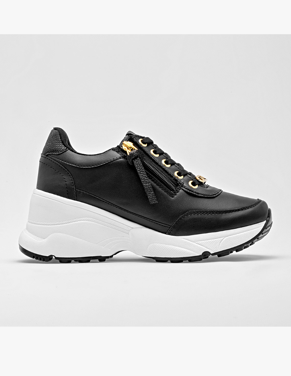 tenis con plataforma color negro
