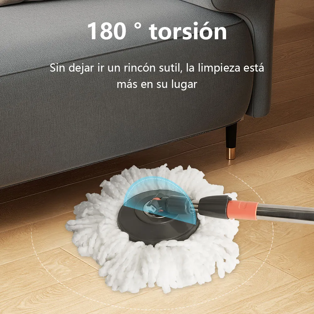 Trapeador Giratorio Cm-top Qjyp20 Cubeta Con Pedal Spin Mágico Microfibra 1 Repuesto Sistema Limpieza De Piso Sin Ruedas Color Gris