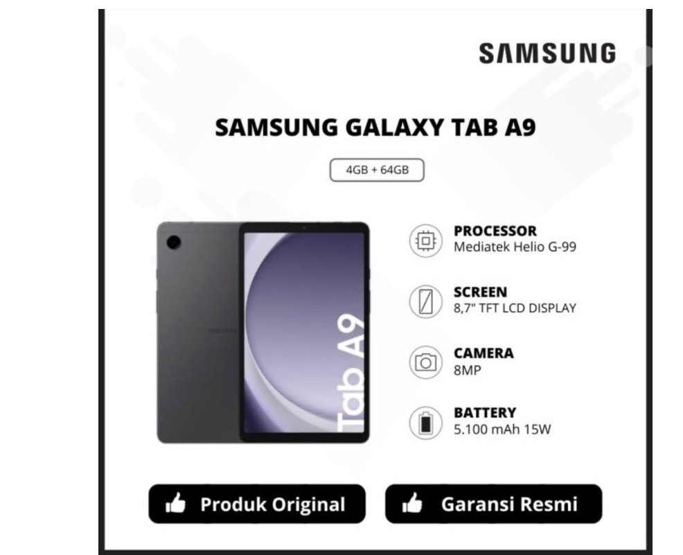 Tablet Samsung A9 WiFi (X110) 64Gb Color Graphite Nueva  