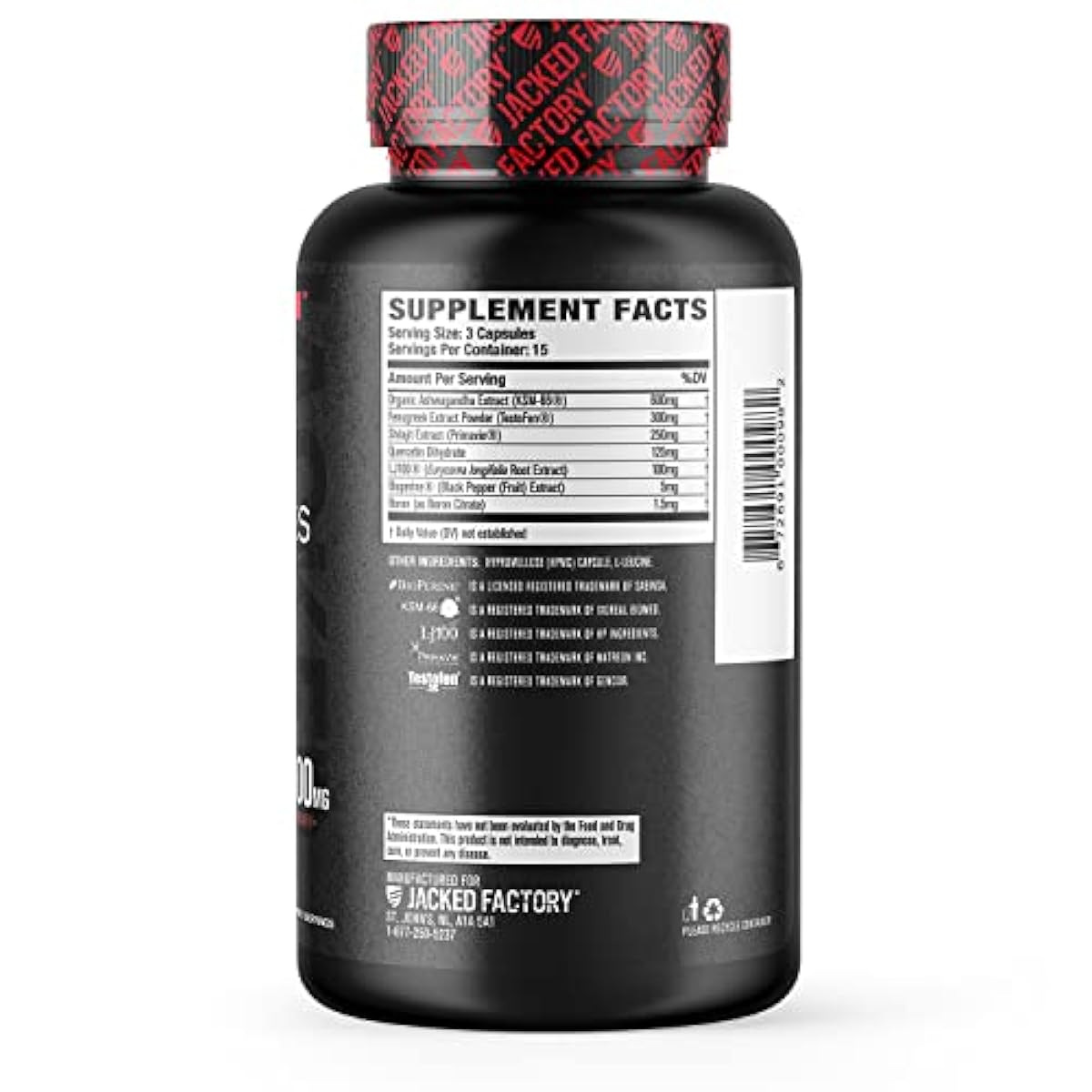 Jacked Factory Testosterone Booster 90 cap - Potenciador de testosterona Jacked Factory  