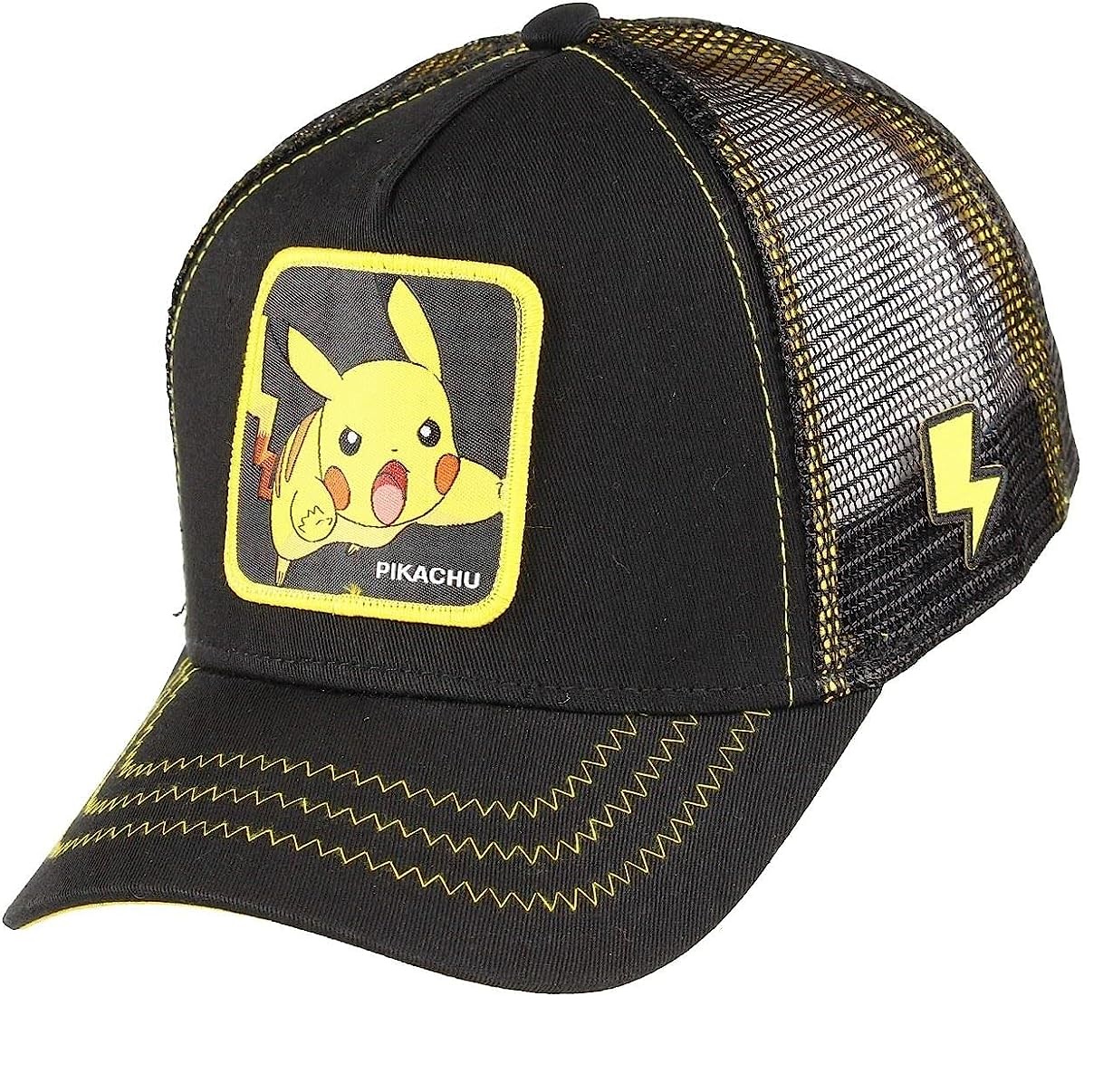 Gorra Pikachu Pokemon Parche Trucker Camionero Black Negra
